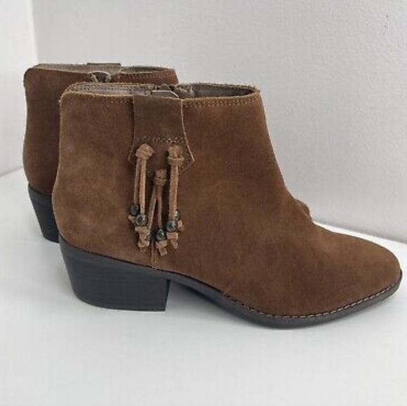 White Mountain Women Havana Suede Leather Beaded Fringe  Bootie  Size 9M - Picture 1 of 10
